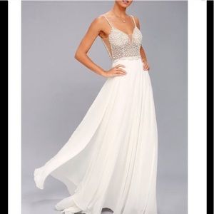True Love White Beaded Rhinestone Maxi Dress